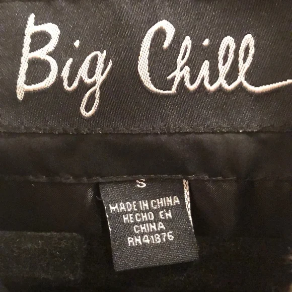 Big Chill black puffer vest jacket sleeveless sherpa trim zip pockets size small - Picture 7 of 8